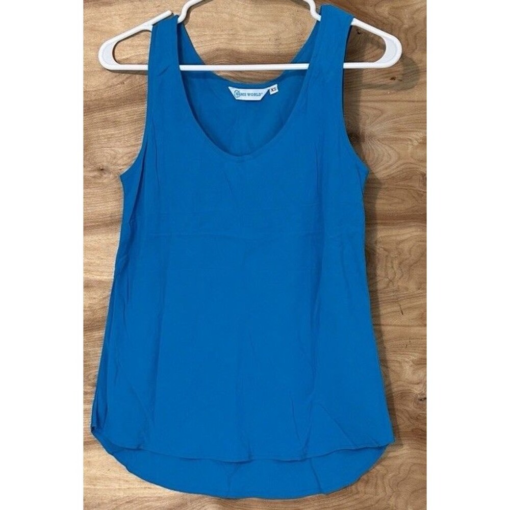 Jams World Honolulu Womens XS Blue Rayon Scoop Neck Tank Top USA Hawaii Aloha